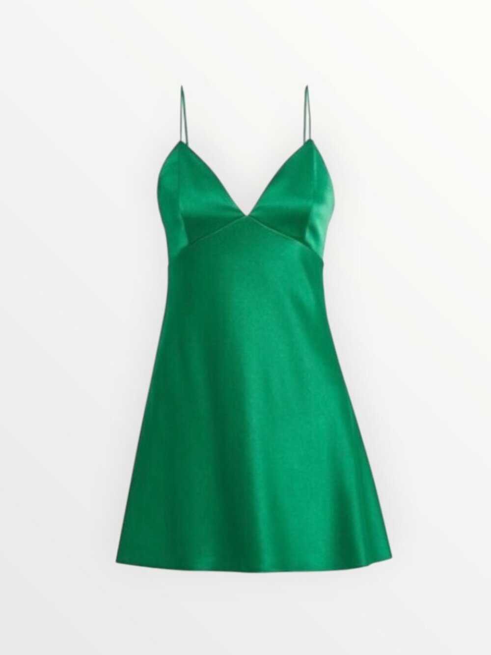 Alice + Olivia Julietta Satin Crepe Mini Slip Dress in Emerald